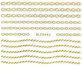 Nail Art 3D Decal Stickers Gold Chain Line BLE044J - £2.50 GBP