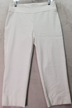 Zac &amp; Rechel Capri Pants Women&#39;s 10 White Rayon Flat Front Straight Leg ... - £13.09 GBP