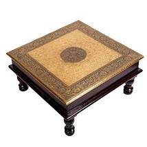 Wooden Chowki Floral Decorative Bajot STOOL for Sitting Pooja Temple - £90.79 GBP+