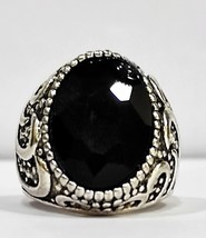 25Ct Simulated Oval Black Onyx Vintage Engagement Ring 14k WGold Fn Size 71/4 - £10.07 GBP