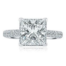 GIA 3.17 Ct E-VS1 Princess Cut Lab Grown Diamond Ring 18k White Gold 3.90 TCW - £4,880.27 GBP