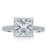 GIA 3.17 Ct E-VS1 Princess Cut Lab Grown Diamond Ring 18k White Gold 3.9... - £4,890.66 GBP