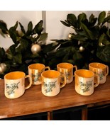 Vintage Fire-King Set/6 Peach Lusterware Tom &amp; Jerry Punch Eggnog Mugs - £29.61 GBP