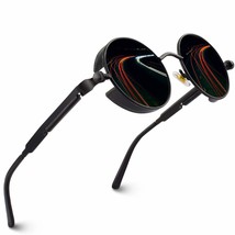 E72 Retro Steampunk Style Inspired Round Metal Circle Polarized Sunglasses For W - £23.97 GBP