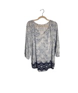 Sonoma Plus Size 1X Blue Geometric Print Peasant Blouse Coastal Beach Re... - $275.97 MXN