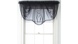 NWT $50 Liz Claiborne Lisette Sheer Imperial Beaded Valance 90&quot; W X 33.5&quot; L NAVY - £23.01 GBP