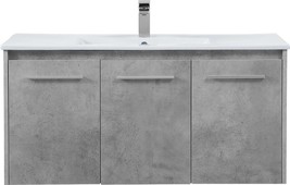 Bathroom Vanity Sink Floating Single Brushed Nickel Concrete Gray Silver - £1,026.41 GBP