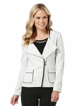 Nwt Rafaella Zip Front White Black Career Moto Jersey Jacket Size 10 $100 - £42.72 GBP