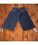 Vtg NWT Sz 32 Koman Denim Blue Jeans Shorts Embellished Pockets Y2K Hip Hop - $788.23 MXN