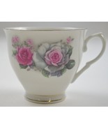 Vintage Floral Design Gold Accented Flat Cup 3&quot; Tall Serveware China - £7.65 GBP