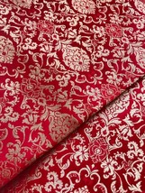 Indian Banarasi Brocade Fabric Red &amp; Gold Fabric Wedding Dress Fabric - NF359 - £5.86 GBP+