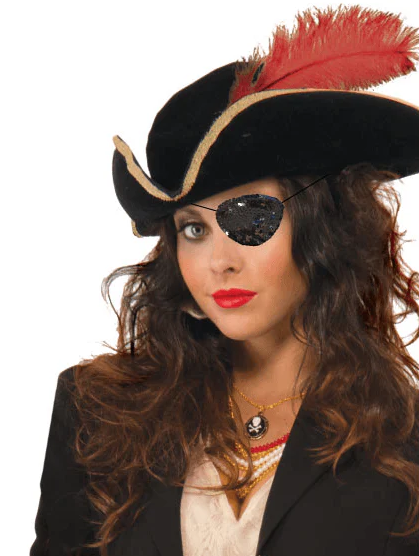 PIRATE BUCCANEER BEAUTY BLACK SEQUIN EYE PATCH EYEPATCH HALLOWEEN ACCESSORY Item image 2