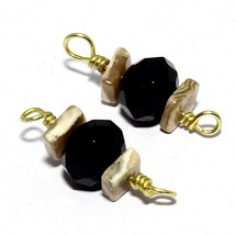 Pair of Natural Black Onyx Faceted Washers Photo Jasper Vermilion Stone.... - £5.29 GBP