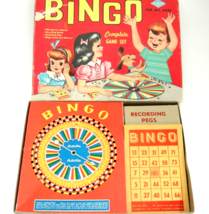 Vintage Bingo Game Set Built-Rite Set No. 8 Made in USA Spinner Cards Pegs Box - £11.89 GBP