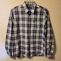 American Eagle Shirt Men&#39;s Button Down Size Medium Blue Plaid Athletic Fit - £9.95 GBP