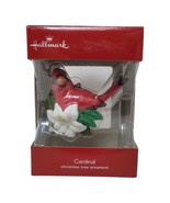 Hallmark red Cardinal bird With White Glitter Flower Christmas Tree Orna... - £7.49 GBP