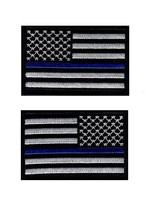 Police Law Enforcement Thin Blue Line USA Flag Reverse Bundle of 2 pcs Hook Patc - £7.16 GBP