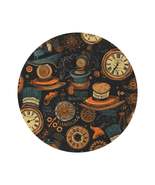 Steampunk Aesthetic: Gears, Top Hats &amp; Vintage Clocks Design Round Rug - $149.60