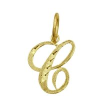Genuine 14K Yellow Gold 0.78" Fancy Cursive Script Letter Initial 'C' Pe... - $96.00