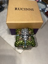 Cute Sm. Frog Toad Rucinni Enamel Trinket Box w Green Eye Magnetic Hinged Lid - £15.52 GBP