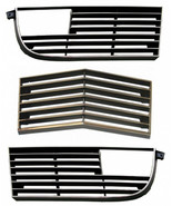 GRILLE-SET-BLACK WITH CHROME EDGE-LEFT-RIGHT-CENTER-73 (#E22898) ! - £197.60 GBP