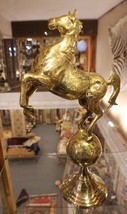 Majestic Brass Dancing Horse Sculpture – Large Artisan-Crafted Statement Piece - £347.67 GBP