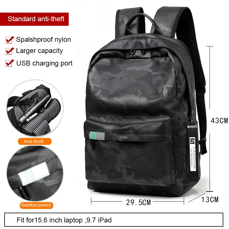 men&#39;s New Arrival 14 15 16 inch Male Mochila for Men Fashion Trend School Colleg - £110.33 GBP