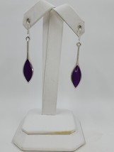 Long Marquise Purple Abalone Dangle Sterling Silver Earrings - $23.95