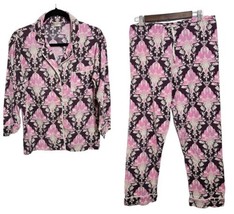 Bed Head Ikat Classic Pajama Small 2 Pc Set Womens Brown Pink PolkaDot  - £39.50 GBP