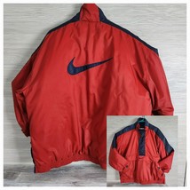 Nike Jacket Mens Large White Tag Center Swoosh 1/2 Zip Red Pullover Vint... - £135.84 GBP