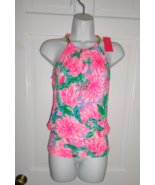 NWT LILLY PULITZER PINK BLOSSOM TRY YOUR ZEST BOWEN HALTER TOP XXS - $89.13 CAD