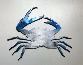 Clawing Crab - Metal Wall Art - Blue Tinged w/ Silver 8&quot; x 7&quot; - £15.17 GBP