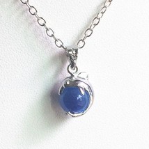 Blue Cat Eye Tibetan Silver Dolphin Necklace - $56.34 MXN