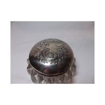 Antique CUT GLASS VANITY JAR Silver Lid floral doves birds Victorian dresser - £66.01 GBP