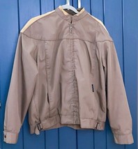 Mens Retro Light Brown Jacket w Tan Corduroy Accents Size Large Cottagecore Guy - £21.80 GBP