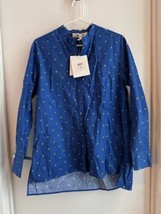 NWT Diane von Furstenberg Blue Print Pattern Button Up Shirt Size S - £43.45 GBP