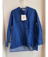 NWT Diane von Furstenberg Blue Print Pattern Button Up Shirt Size S - $57.82