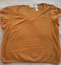 Liz Claiborne Ladies Women&#39;s Orange Solid Top Size Large Short Sleeve St... - $10.00