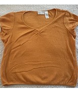 Liz Claiborne Ladies Women&#39;s Orange Solid Top Size Large Short Sleeve St... - $183.38 MXN