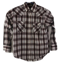 Plains Western Wear Mens Size Medium Brown Plaid Pearl Snap Long Sleeve ... - £13.51 GBP