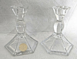 2 Lead Crystal Taper Candlestick Holders 4 1/4&quot; - £6.33 GBP