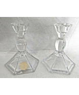 2 Lead Crystal Taper Candlestick Holders 4 1/4&quot; - £6.22 GBP