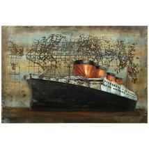 Empire Art Direct PMO-F0977-4832 48 x 32 in. Black Ship Hand Painted Primo Mixed - £227.22 GBP
