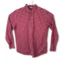 CHAPS Shirt Mens Size XL Red Checked Long Sleeve Button Front 100% Cotton - £12.97 GBP