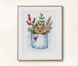 Hamster Cross Stitch Pocket Pattern pdf - Fluffy Hamster embroidery easy... - $8.49