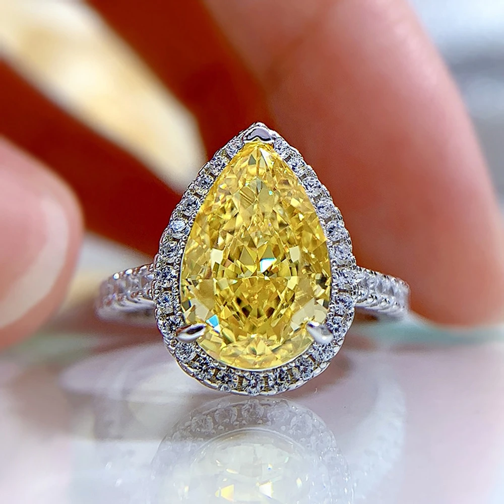 925 Sterling Silver Pear 8*12MM Pink Sapphire Citrine Created Moissanite... - £52.65 GBP