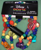 Disney Light Up Necklace Mickey Mouse Icon Shaped Beads Rainbow Pride Collection - $24.63