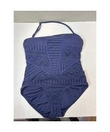 Anne Cole Blue Eyelet One Piece Swimsuit Strapless Halter Womens Size 10 - $35.11 CAD