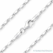 2.3mm Bar Link Heshe Italian Chain Necklace in Solid .925 Italy Sterling Silver - £43.86 GBP+