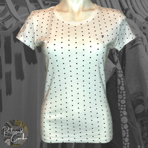 Tommy Hilfiger Womens Medium White Black Polka Dot T Shirt Tee Casual To... - £11.92 GBP